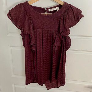 Anthropologie Meadow Rue Majolica Blouse In Plum | Size US 2